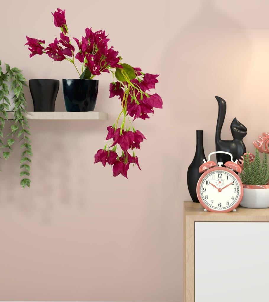 Yapay Çiçek Siyah Saksıda Sarkan Bodrum Begonvil Çiçeği Fuşya 40cm