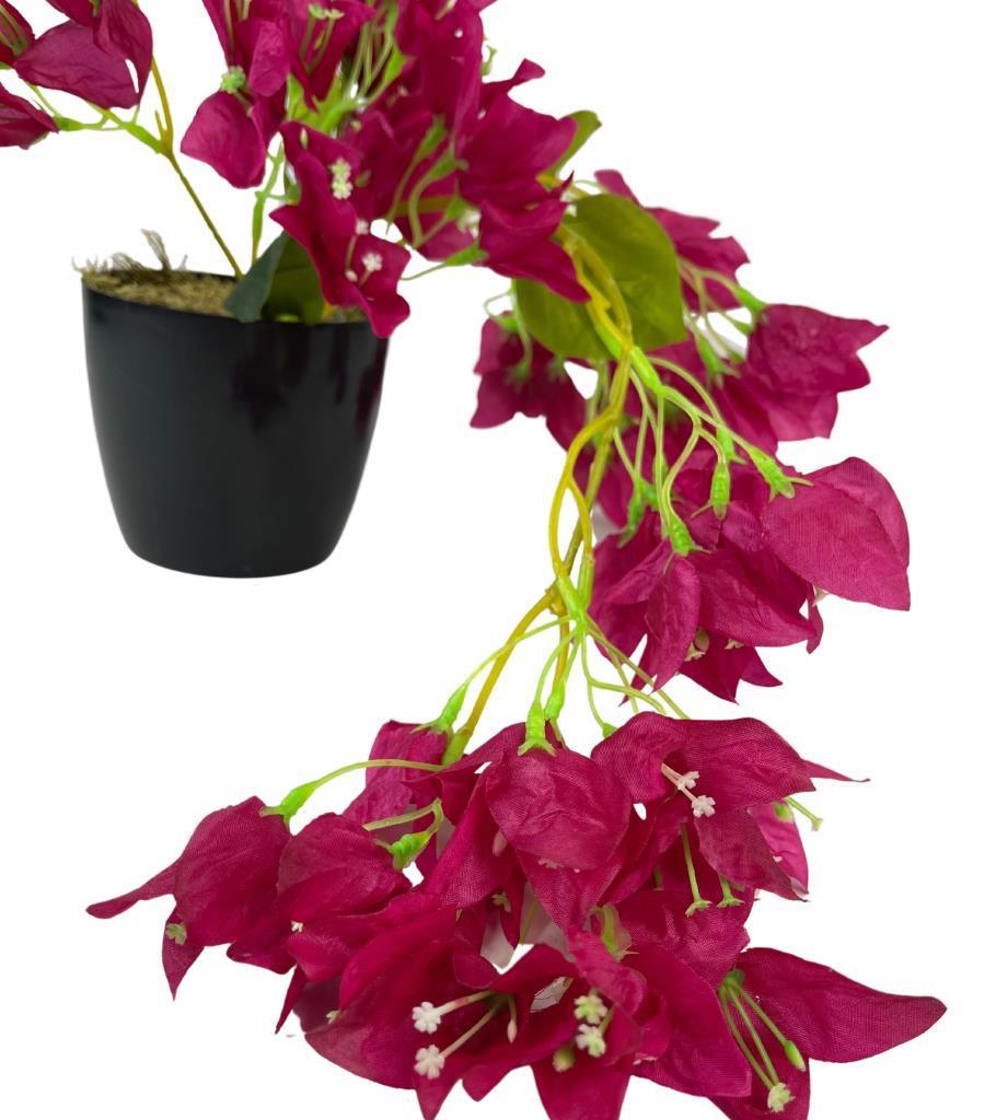 Yapay Çiçek Siyah Saksıda Sarkan Bodrum Begonvil Çiçeği Fuşya 40cm