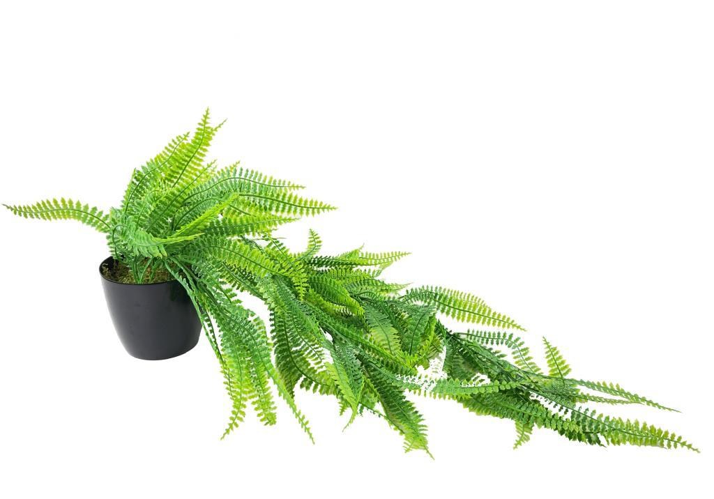 Yapay Çiçek Siyah Saksıda Sarkan Çiçek Boston Fern 