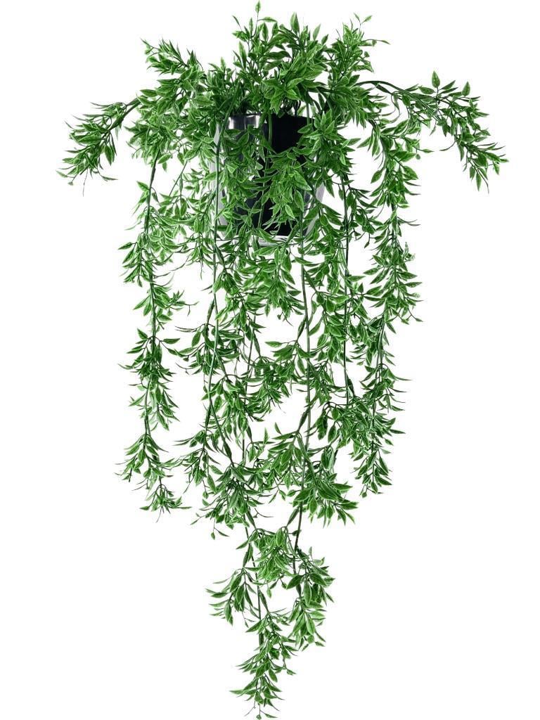 Yapay Çiçek Siyah Saksıda Sarkan Çiçek Fesleğen