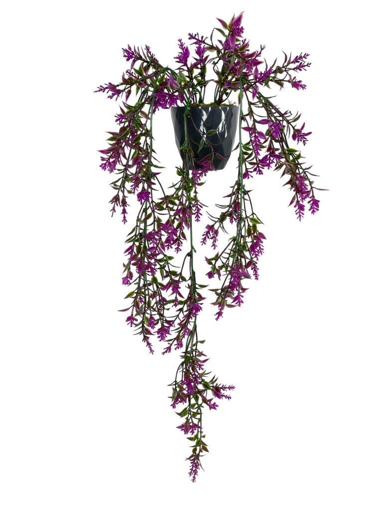 Yapay Çiçek Siyah Saksıda Sarkan ty60 Fuşya Bitki Yapay Sarmaşık 60cm