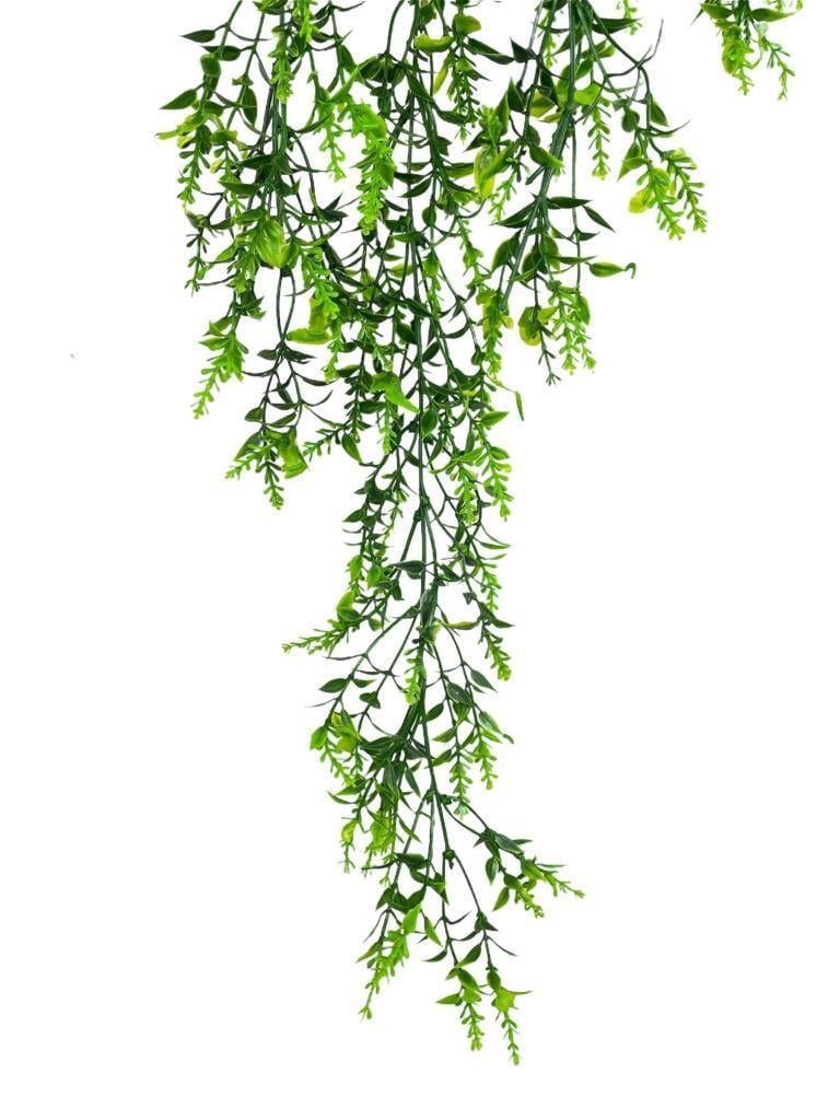 Yapay Çiçek Siyah Saksıda Sarkan ty60 Yeşil Beyaz Bitki Yapay Sarmaşık 60cm