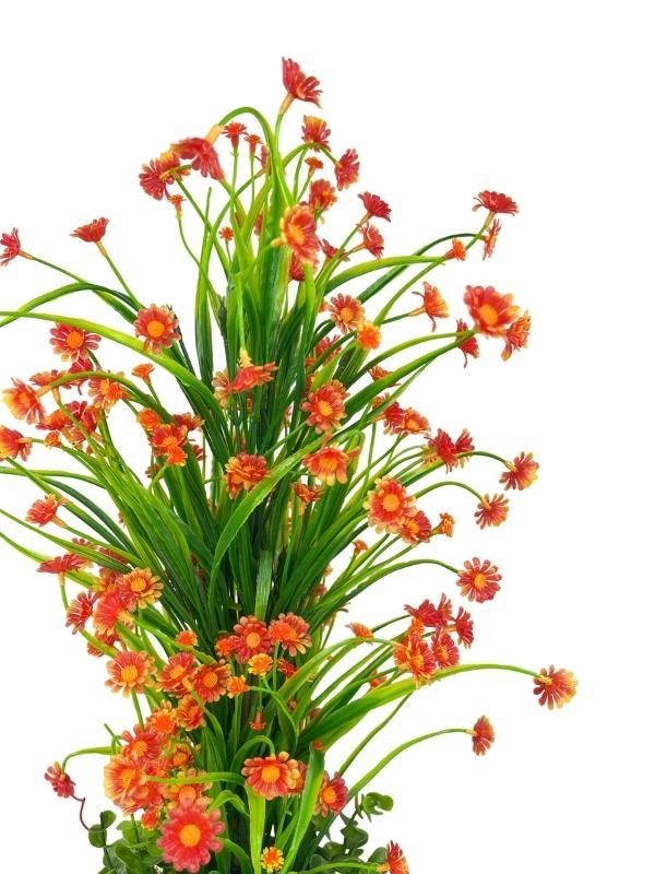 Yapay Çiçek Siyah Saksıda Turuncu Papatya Ağacı 55cm