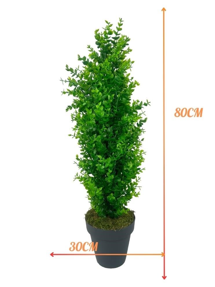 Yapay Çiçek Siyah Saksıda Yeşil Şimşir Ağacı 70*30cm