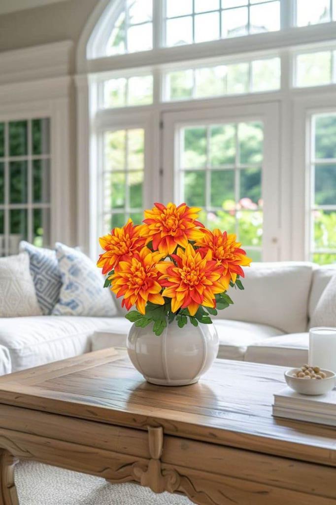 Yapay Çiçek Somon 7li Yıldız Çiçeği Demeti 40*30cm