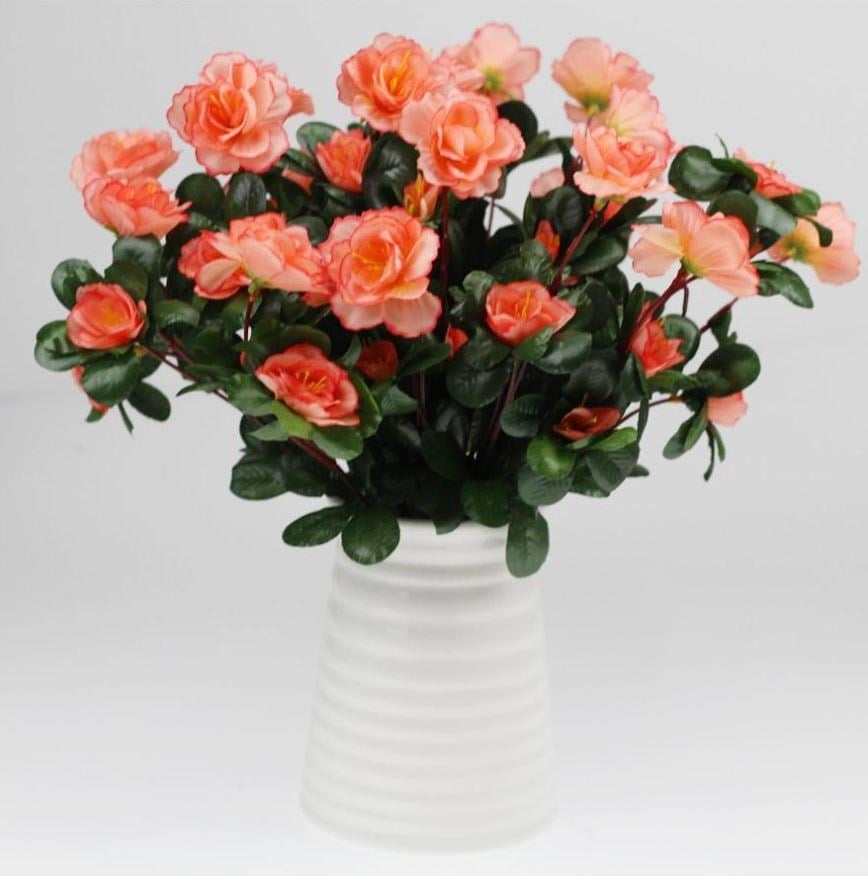 Yapay Çiçek Somon Açelya Demeti 7 Dallı 33*20cm