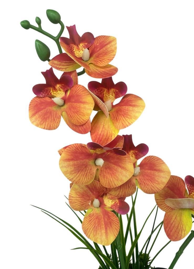 Yapay Çiçek Somon Islak Orkide Gold Metal Saksıda Saksıda Orkide 50cm
