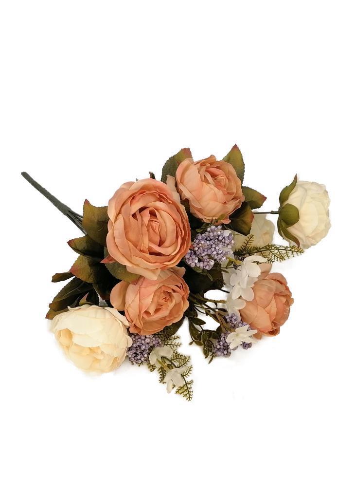 Yapay Çiçek Somon Krem 7 Kafalı Erengül Demeti Büyük Boy