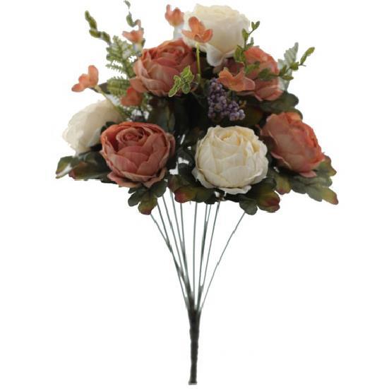 Yapay Çiçek Somon Krem 7 Kafalı Erengül Demeti Büyük Boy