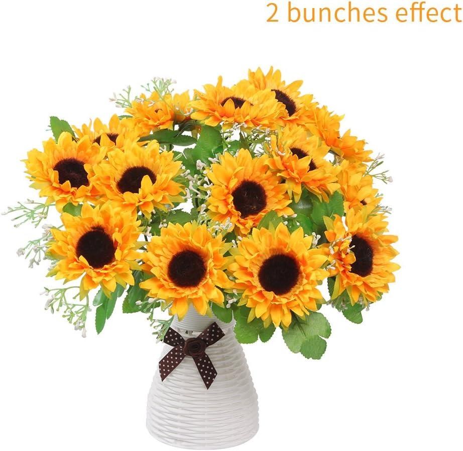 Yapay Çiçek Sunflower Ay Çiçeği Büyük Demet 12 Dallı 50cm
