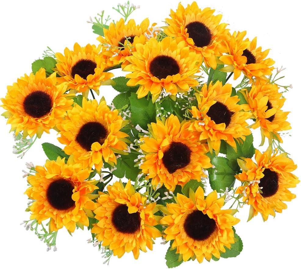Yapay Çiçek Sunflower Ay Çiçeği Büyük Demet 12 Dallı 50cm