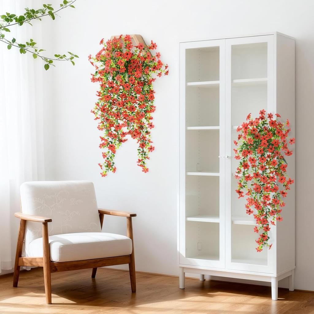Yapay Çiçek Turuncu Sarkan Mineli Okaliptus Şimşir Yapay Sarmaşık 5dal 60cm