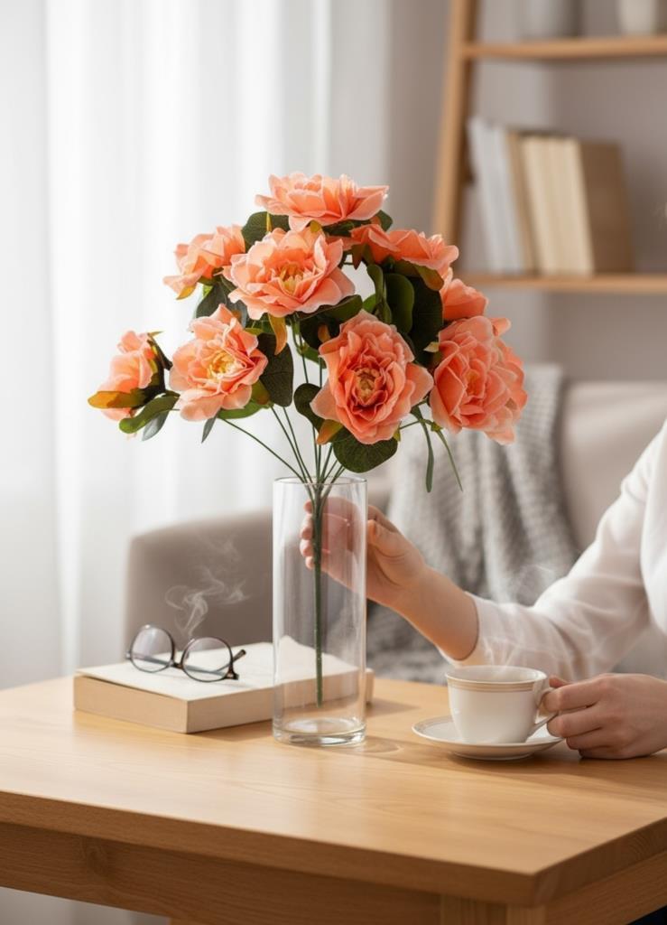 Yapay Çiçek Yavruağzı 10lu Gül Demeti 40*30cm