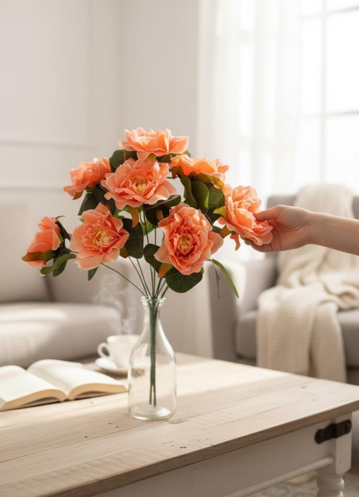 Yapay Çiçek Yavruağzı 10lu Gül Demeti 40*30cm