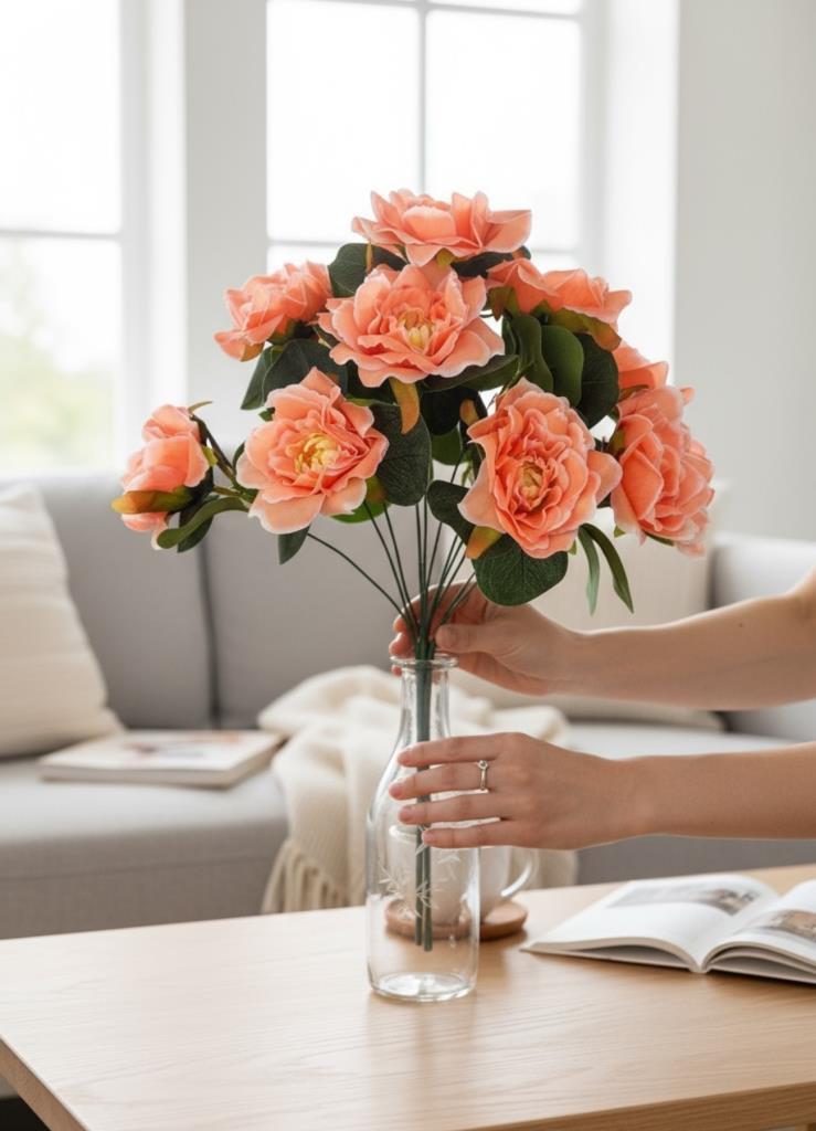 Yapay Çiçek Yavruağzı 10lu Gül Demeti 40*30cm