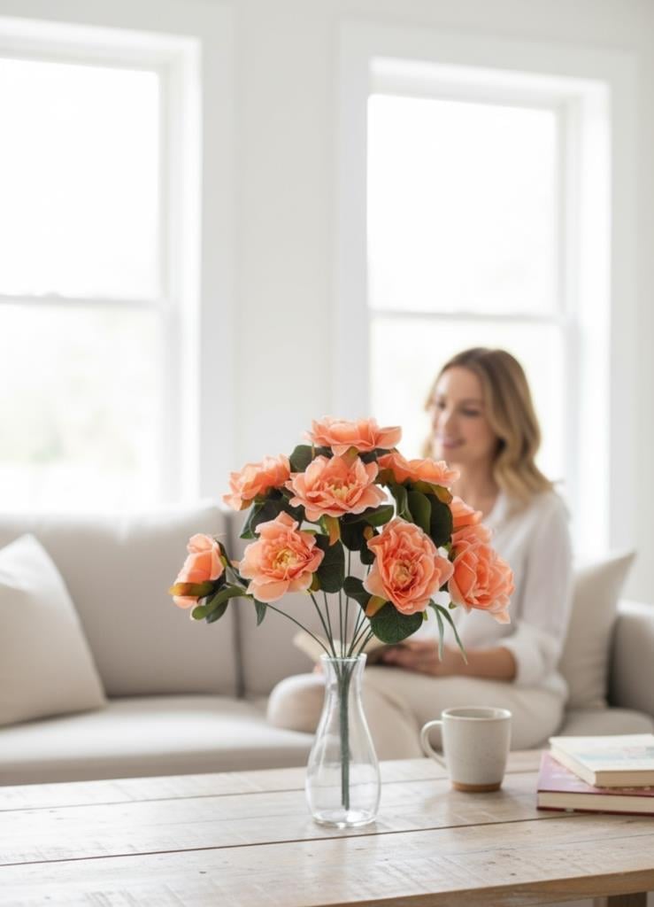 Yapay Çiçek Yavruağzı 10lu Gül Demeti 40*30cm