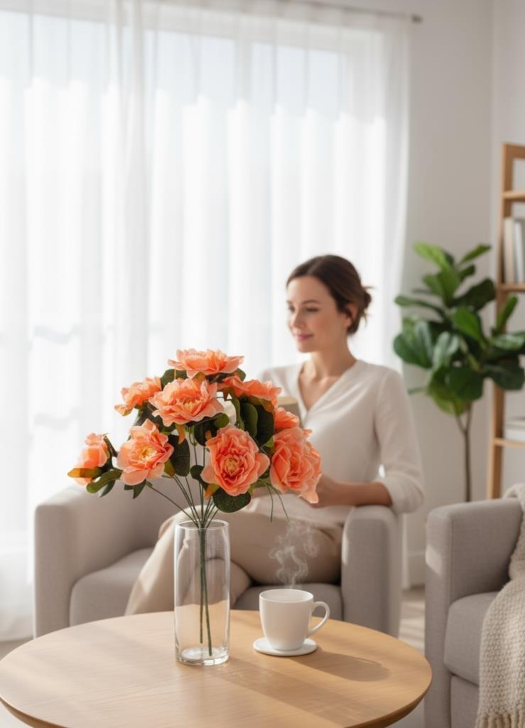 Yapay Çiçek Yavruağzı 10lu Gül Demeti 40*30cm