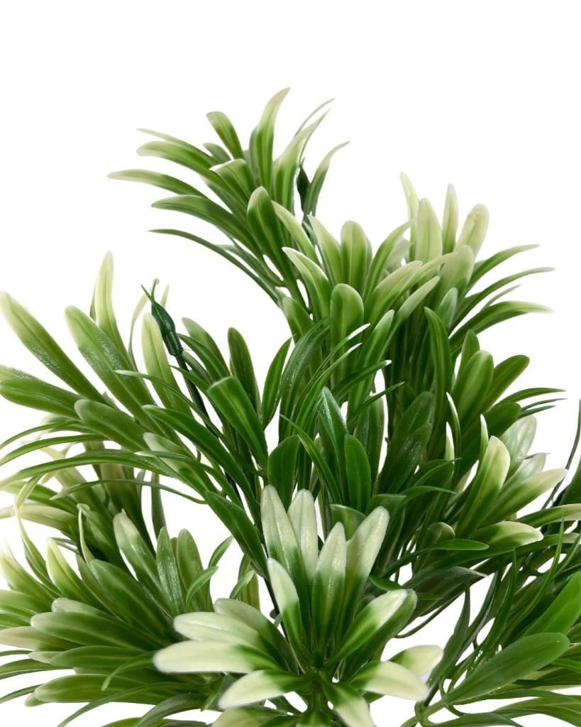 Yapay Çiçek Yeşil Beyaz Renk Podocarpus Demeti 7dal 48 Çiçek Garnitür Aradal Dekoratif Yapay Bitki