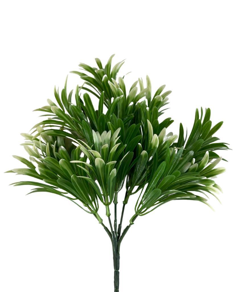 Yapay Çiçek Yeşil Beyaz Renk Podocarpus Demeti 7dal 48 Çiçek Garnitür Aradal Dekoratif Yapay Bitki