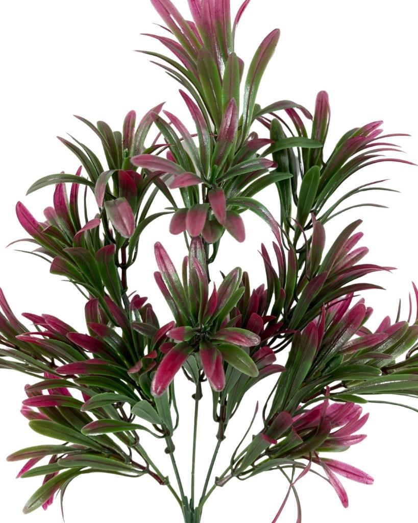 Yapay Çiçek Yeşil Bordo Renk Podocarpus Demeti 7dal 48 Çiçek Garnitür Aradal Dekoratif Yapay Bitki