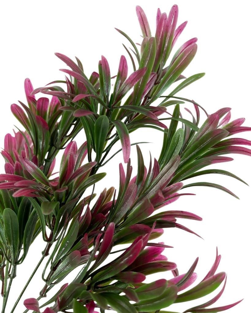 Yapay Çiçek Yeşil Bordo Renk Podocarpus Demeti 7dal 48 Çiçek Garnitür Aradal Dekoratif Yapay Bitki