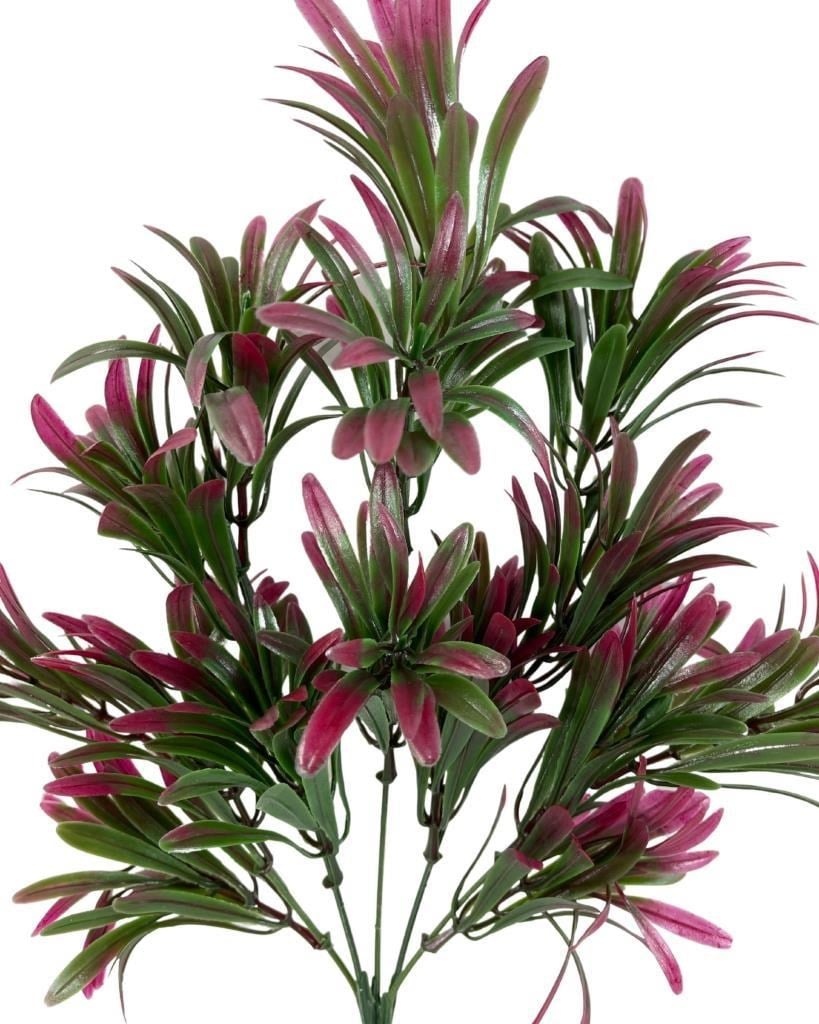 Yapay Çiçek Yeşil Bordo Renk Podocarpus Demeti 7dal 48 Çiçek Garnitür Aradal Dekoratif Yapay Bitki