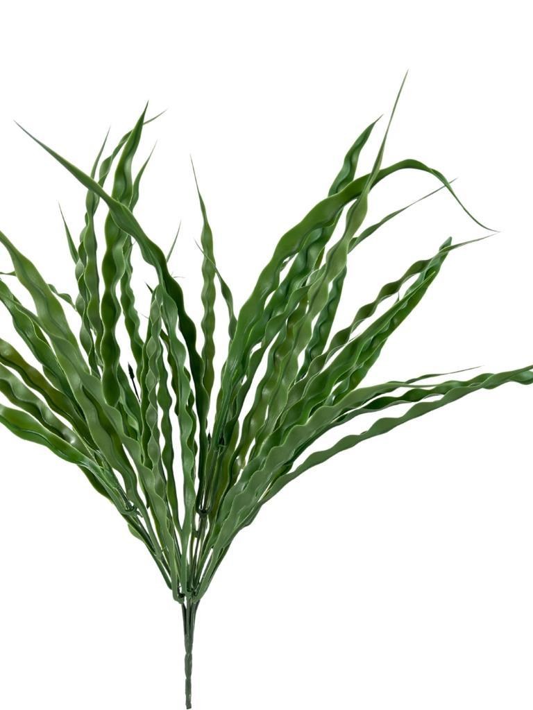 Yapay Çiçek Yeşil Kalın Kıvrımlı Saz Garnitür Aradal Dekoratif Yapay Bitki 45cm
