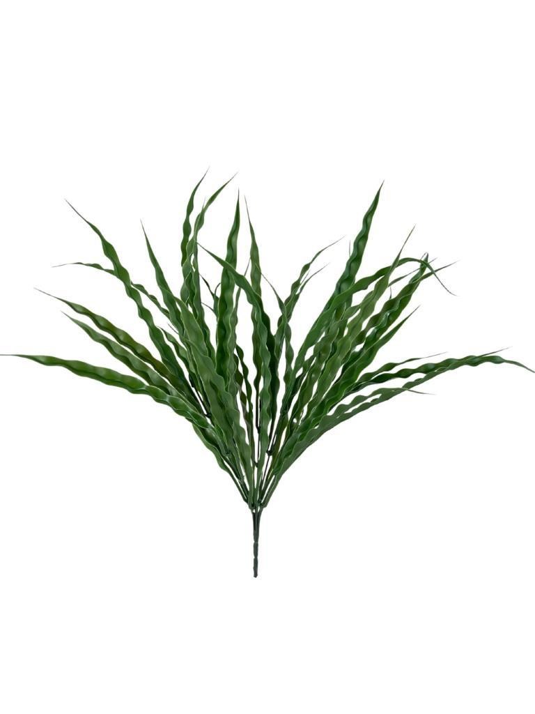 Yapay Çiçek Yeşil Kalın Kıvrımlı Saz Garnitür Aradal Dekoratif Yapay Bitki 45cm