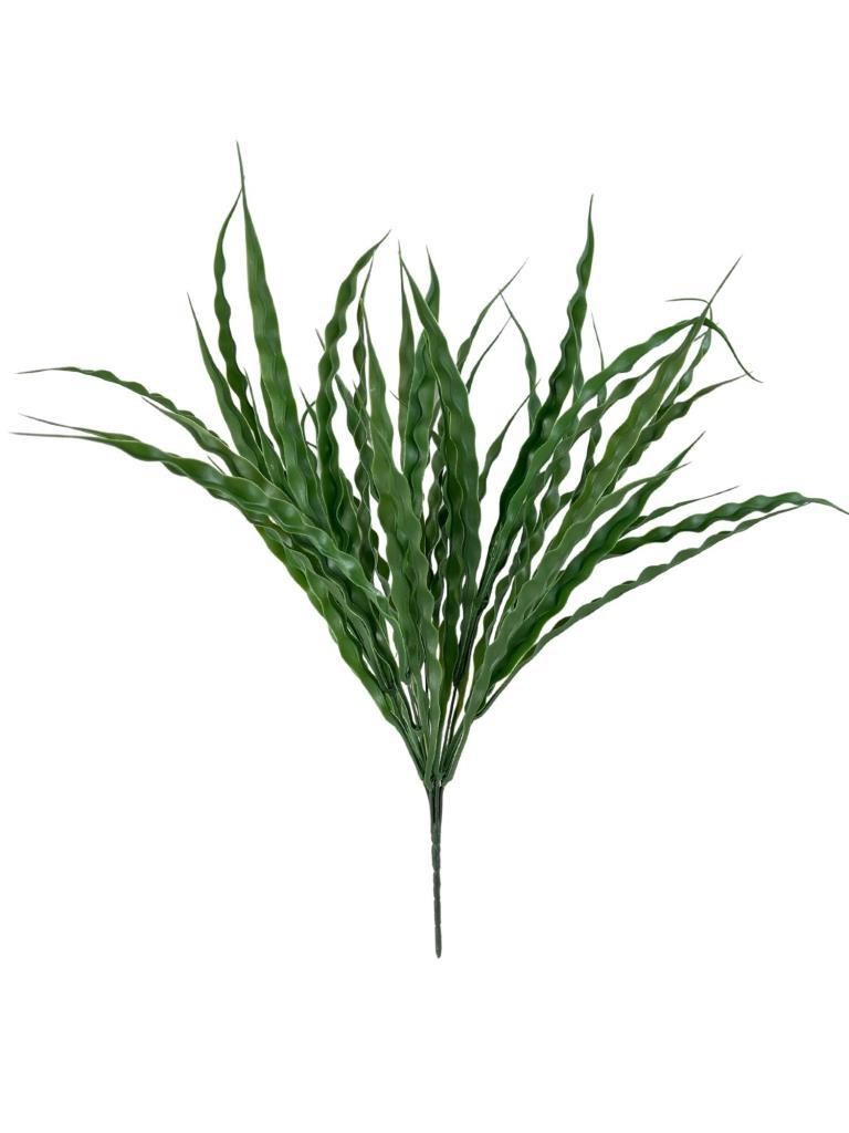 Yapay Çiçek Yeşil Kalın Kıvrımlı Saz Garnitür Aradal Dekoratif Yapay Bitki 45cm