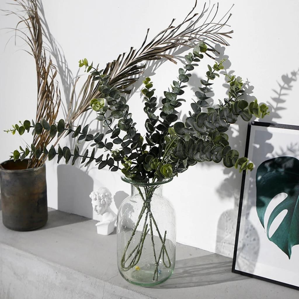 Yapay Çiçek Yeşil Okaliptus 3Dallı Uzun Dal 76cm Eucalyptus