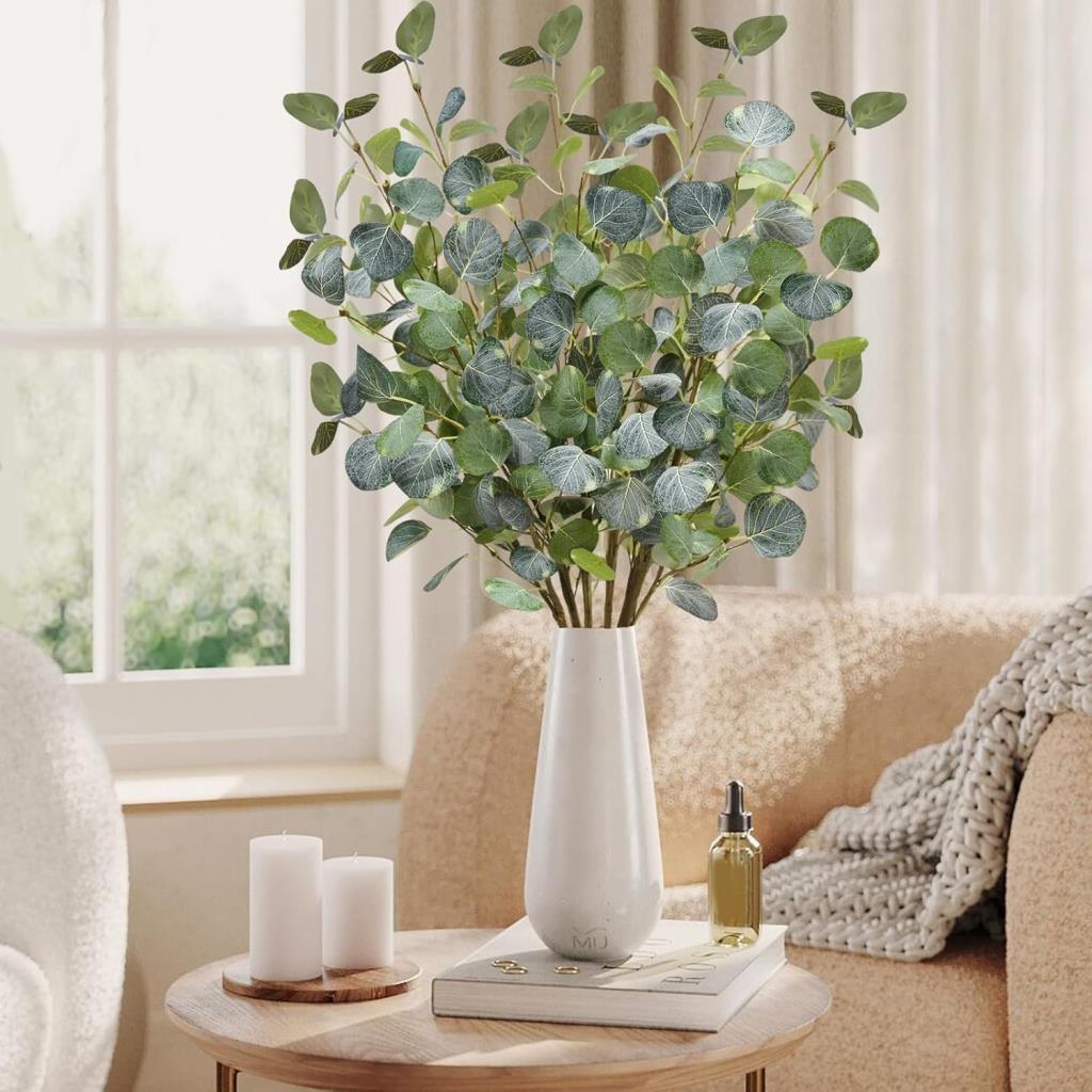 Yapay Çiçek Yeşil Okaliptus 90cm 5Dallı Uzun Dal Eucalyptus