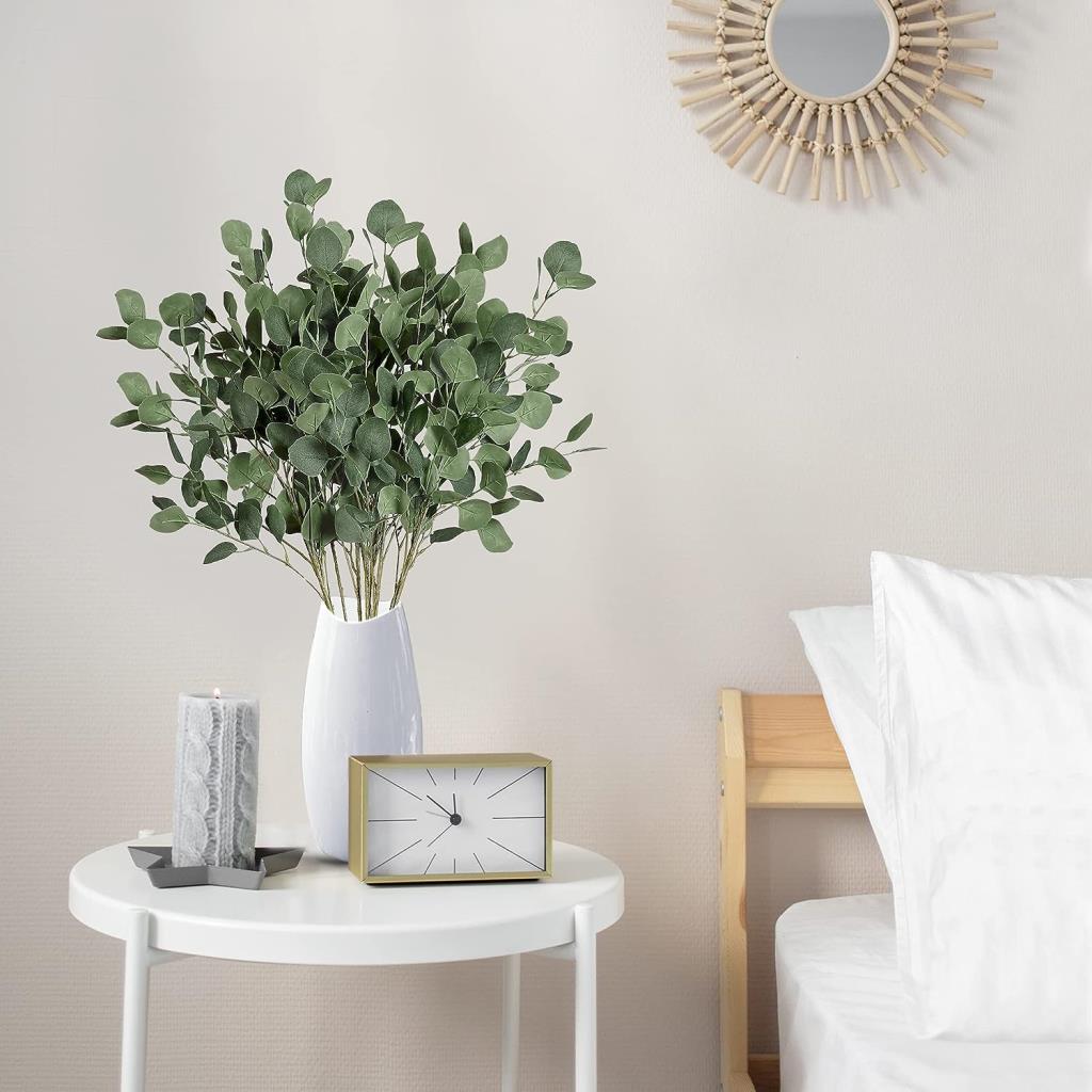 Yapay Çiçek Yeşil Okaliptus Tek Dal Kumaş Yapraklı Uzun Dal 80cm Eucalyptus