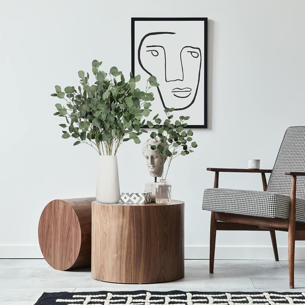 Yapay Çiçek Yeşil Okaliptus Tek Dal Kumaş Yapraklı Uzun Dal 80cm Eucalyptus