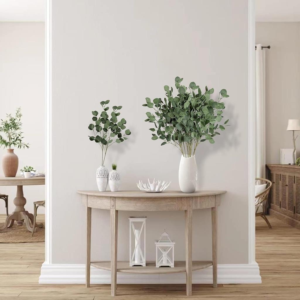 Yapay Çiçek Yeşil Okaliptus Tek Dal Kumaş Yapraklı Uzun Dal 80cm Eucalyptus