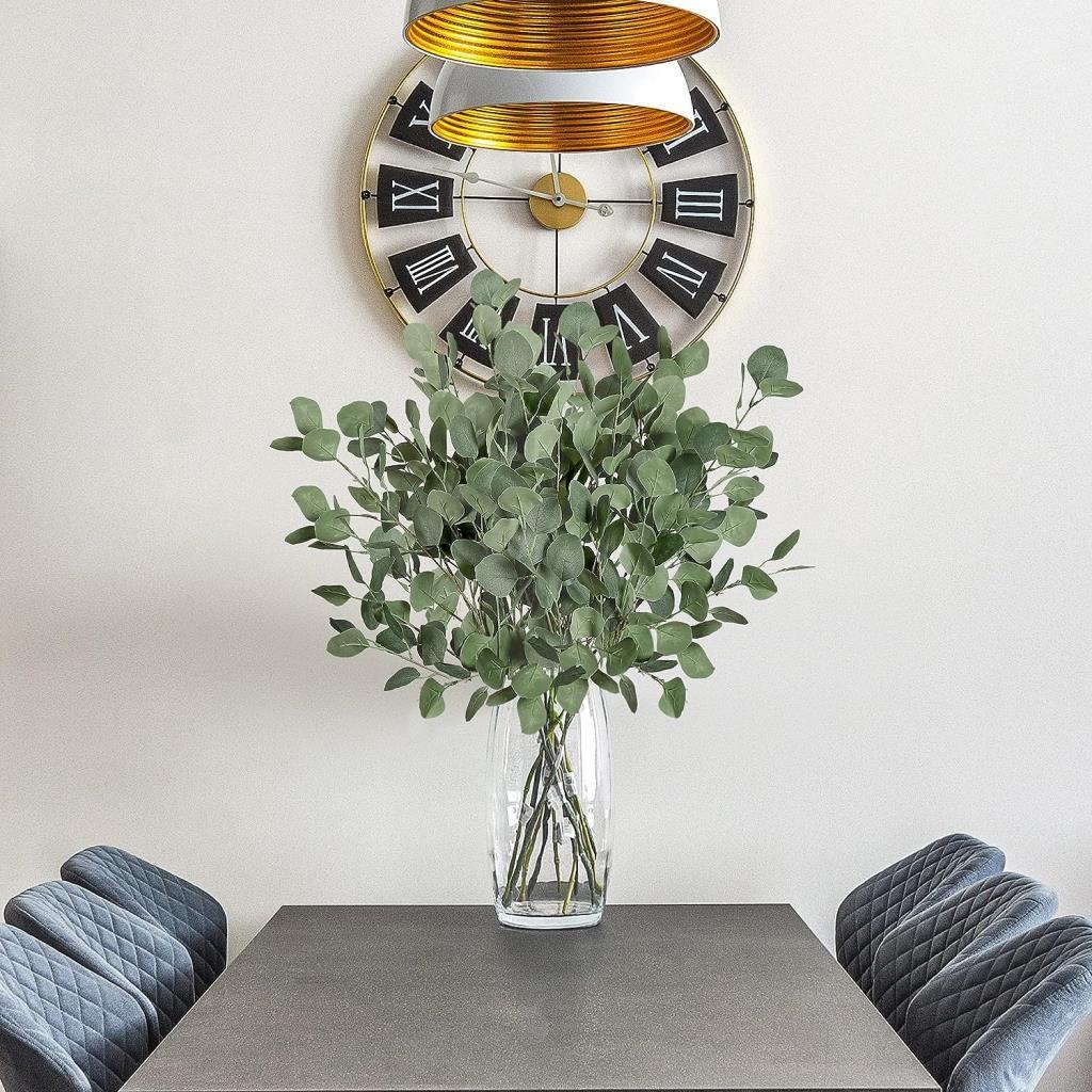 Yapay Çiçek Yeşil Okaliptus Tek Dal Kumaş Yapraklı Uzun Dal 80cm Eucalyptus