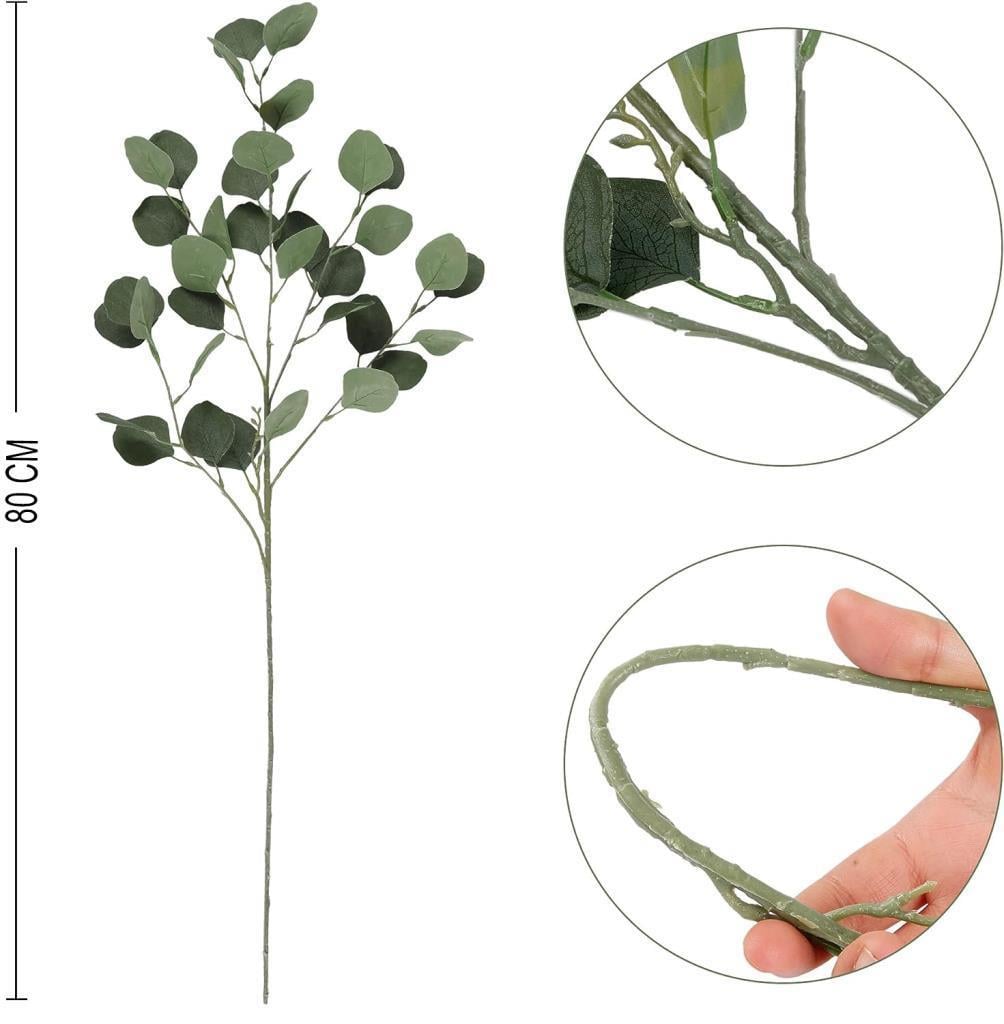Yapay Çiçek Yeşil Okaliptus Tek Dal Kumaş Yapraklı Uzun Dal 80cm Eucalyptus