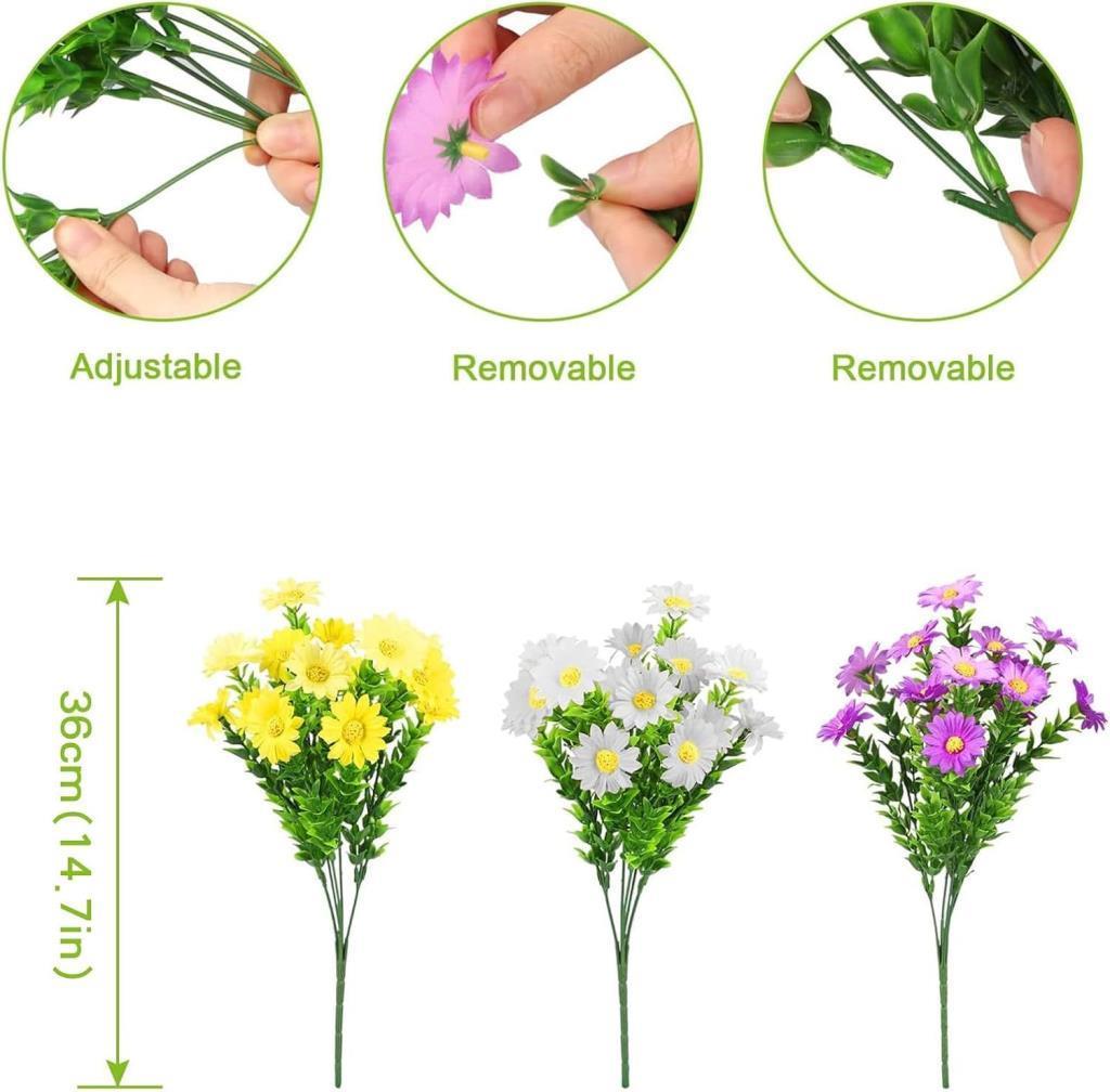 Yapay Çiçek Yeşil Papatya 5 Dallı Plastik Dekoratif Yapay Bitki