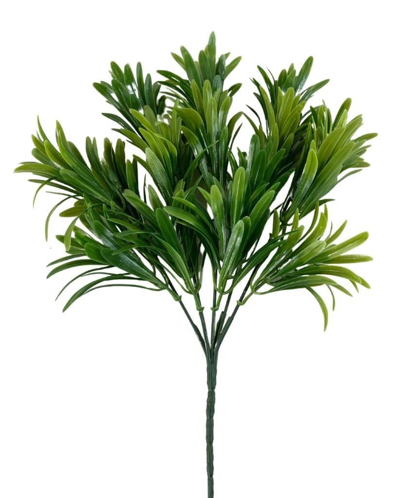 Yapay Çiçek Yeşil Renk Podocarpus Demeti 7dal 48 Çiçek Garnitür Aradal Dekoratif Yapay Bitki