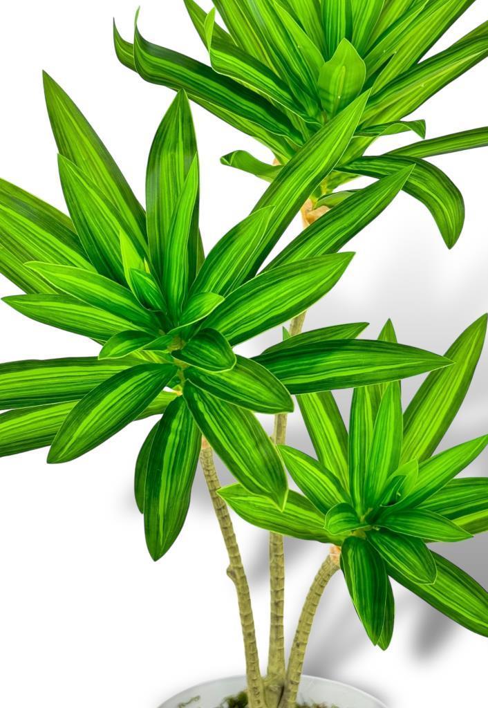 Yapay Çiçek Yeşil Yukka Ağacı 60cm 3Dal Salon Çiçeği Beyaz Saksılı Yapay Bitki