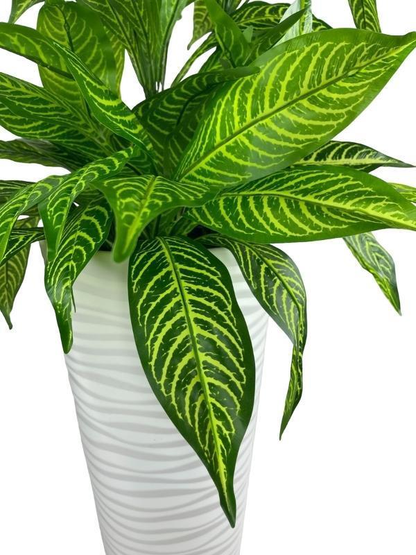 Yapay Çiçek Yukka Sarı Damarlı Salon Bitkisi Beyaz Uzun Kumsal Vazoda 120cm 60Yaprak
