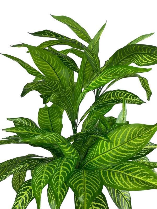 Yapay Çiçek Yukka Sarı Damarlı Salon Bitkisi Beyaz Uzun Kumsal Vazoda 120cm 60Yaprak