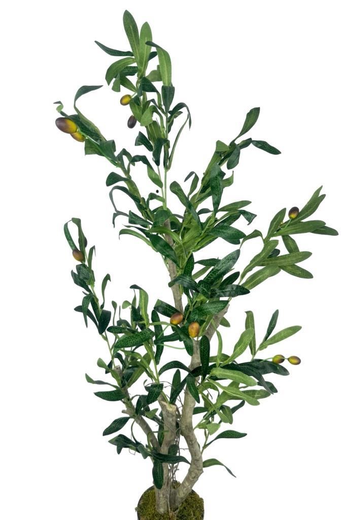 Yapay Çiçek Zeytin Ağacı Doğal Gövdeli Galvaniz Siyah Saksıda 95cm Yapay Ağaç