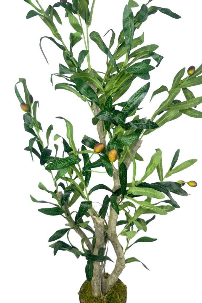 Yapay Çiçek Zeytin Ağacı Doğal Gövdeli Galvaniz Siyah Saksıda 95cm Yapay Ağaç