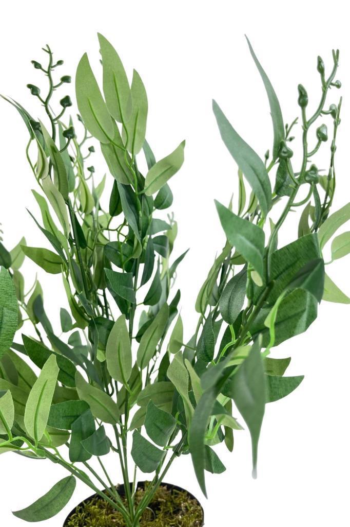 Yapay Çiçek Zeytin Dalı 50cm Metal Siyah Saksıda