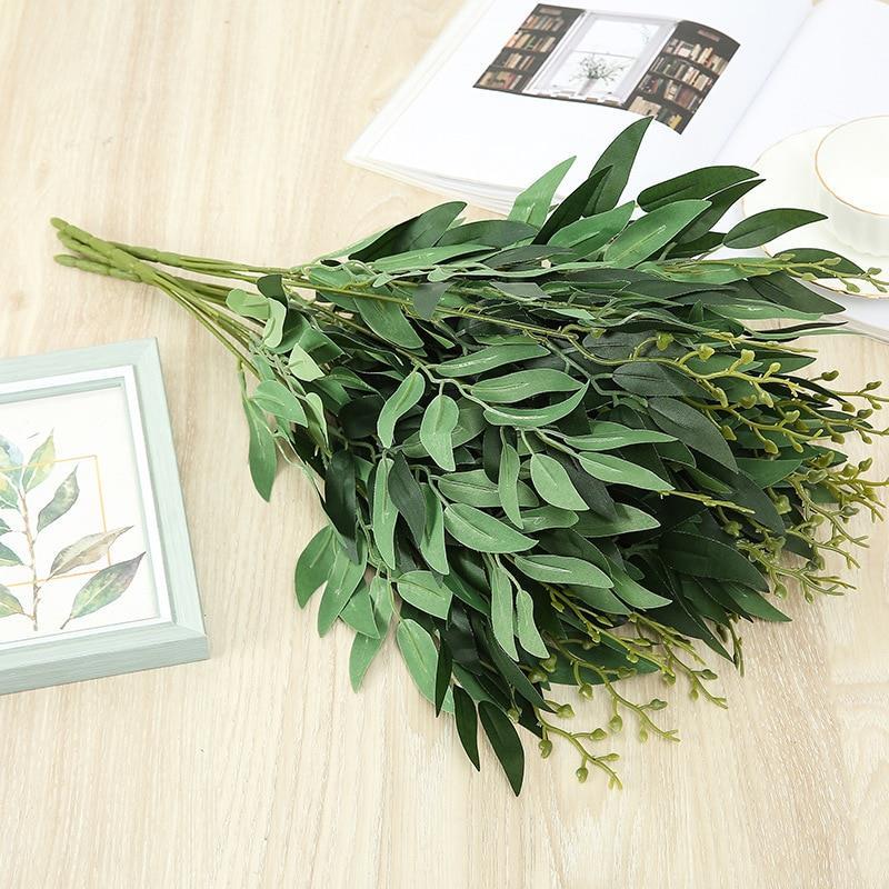 Yapay Çiçek Zeytin Yaprağı Demeti 5 Dallı 50cm Yeşil