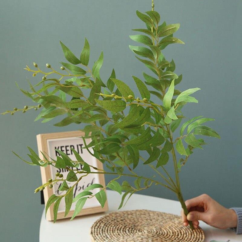 Yapay Çiçek Zeytin Yaprağı Demeti 5 Dallı 50cm Yeşil