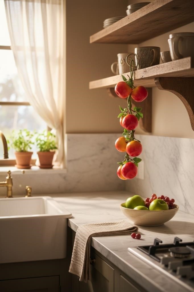 Yapay Domates Salkımı Süs 8 Domatesli Dekoratif  Yapay Meyve Sebze 