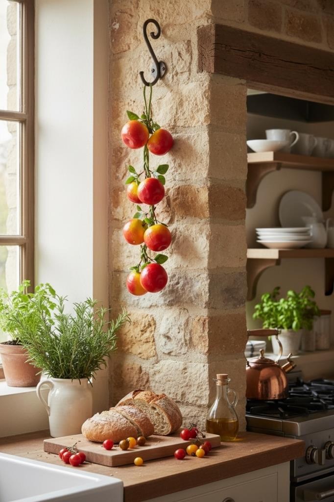 Yapay Domates Salkımı Süs 8 Domatesli Dekoratif  Yapay Meyve Sebze 