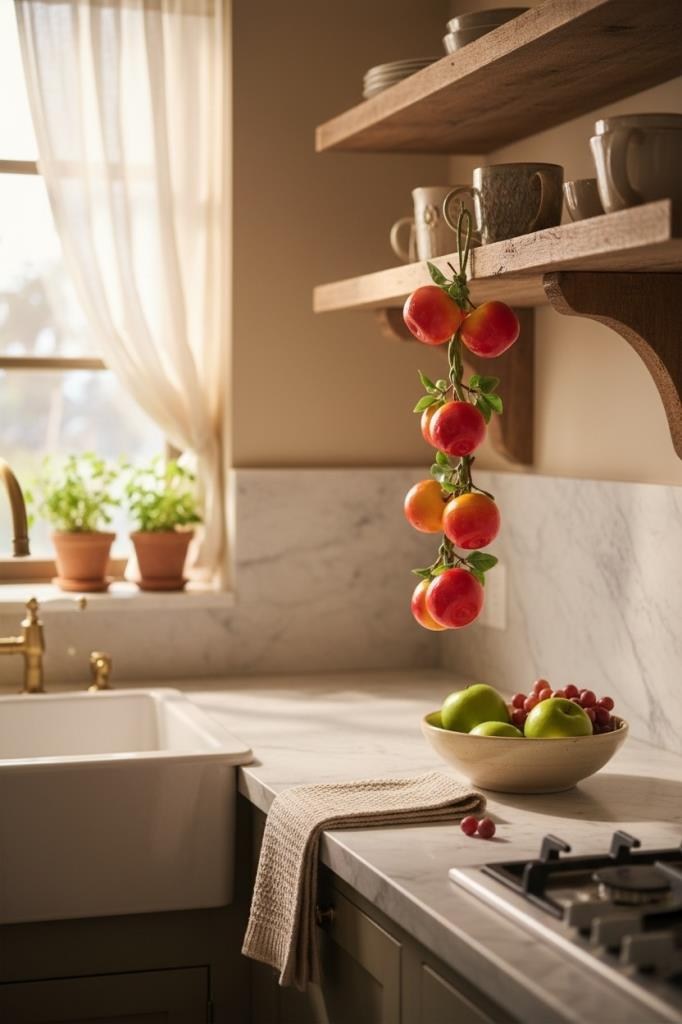 Yapay Domates Salkımı Süs 8 Domatesli Dekoratif  Yapay Meyve Sebze 