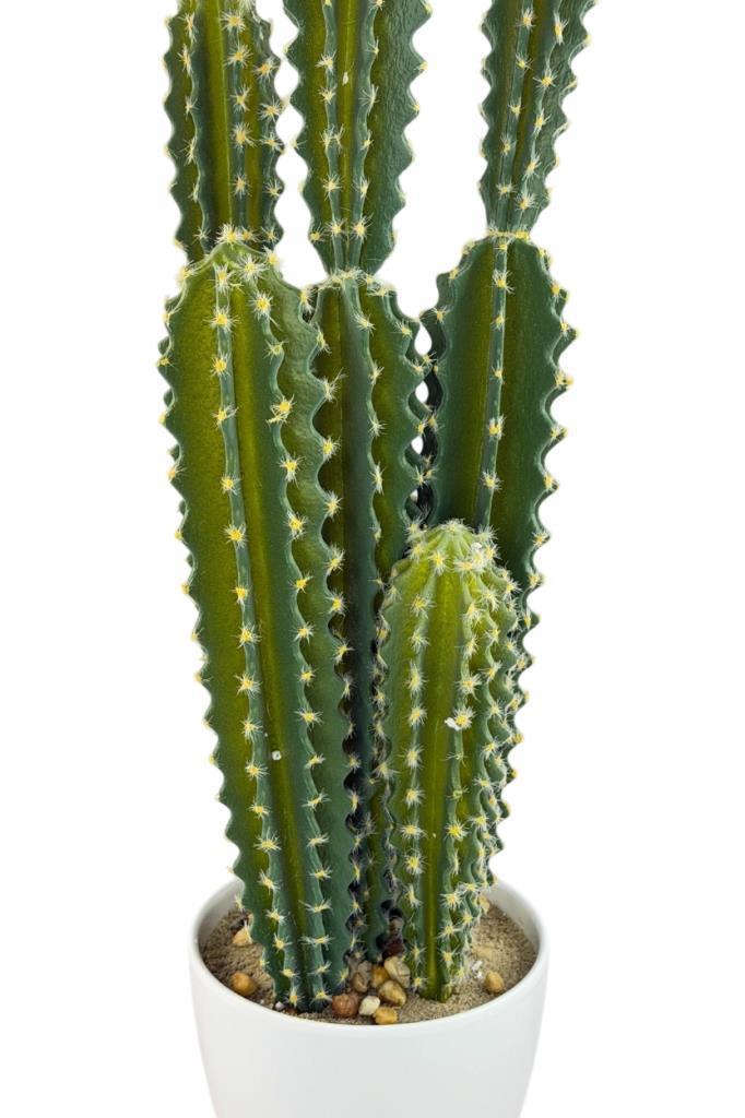 Yapay Kaktüs Ağacı Sütun Kaktüsü (Cereus peruvianus) - Beyaz Saksıda Yapay Bitki 70*20cm